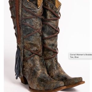 Corral Women's Braided Fringe Cowgirl Boots - Snip Toe size 9.5 A 3147